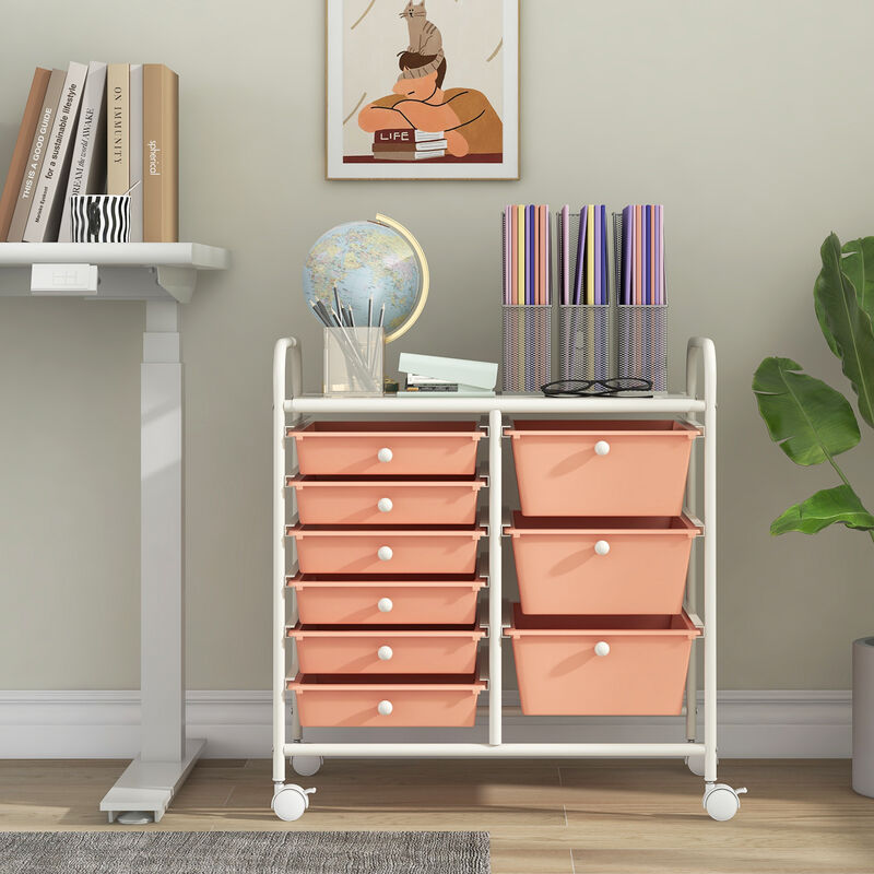 9-Drawer Rolling Organizer Cart &ndash; Multi-Color Storage with Metal Frame