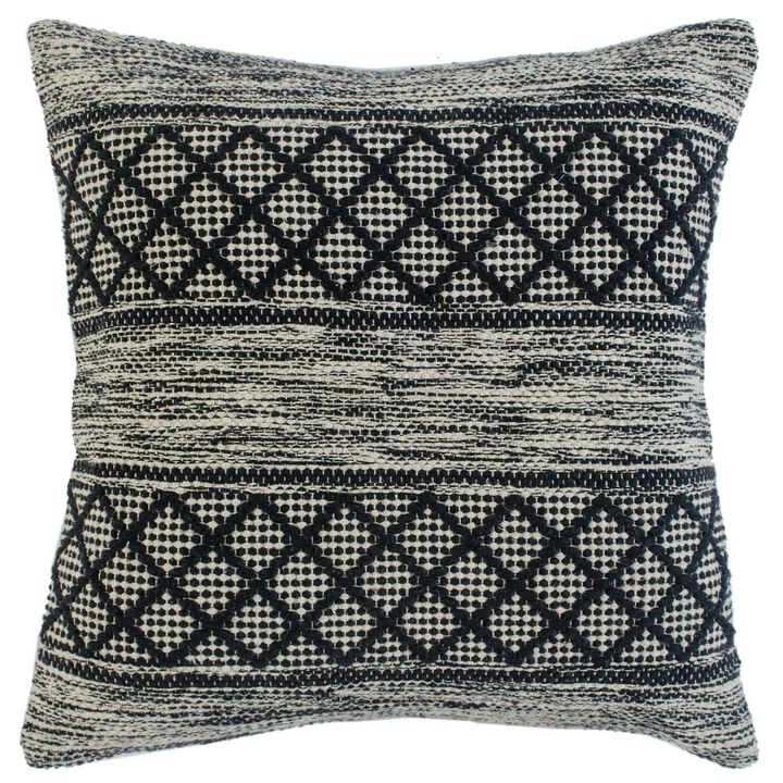 20" Gray and Black Farmhouse Geometric Diamond Square Throw Pillow