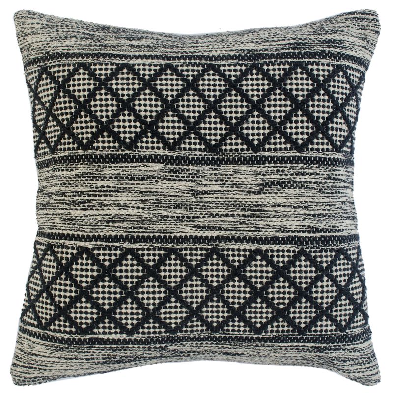 20" Gray and Black Farmhouse Geometric Diamond Square Throw Pillow