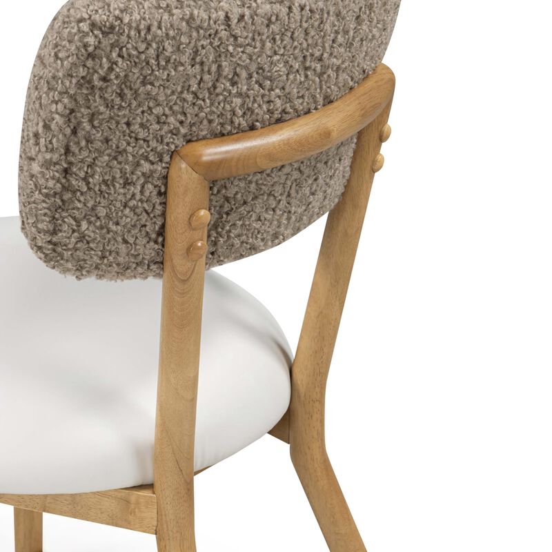 Tov Furniture Bobbie Cream Vegan Leather and Grey Vegan Shearling Dining Chair image number 5