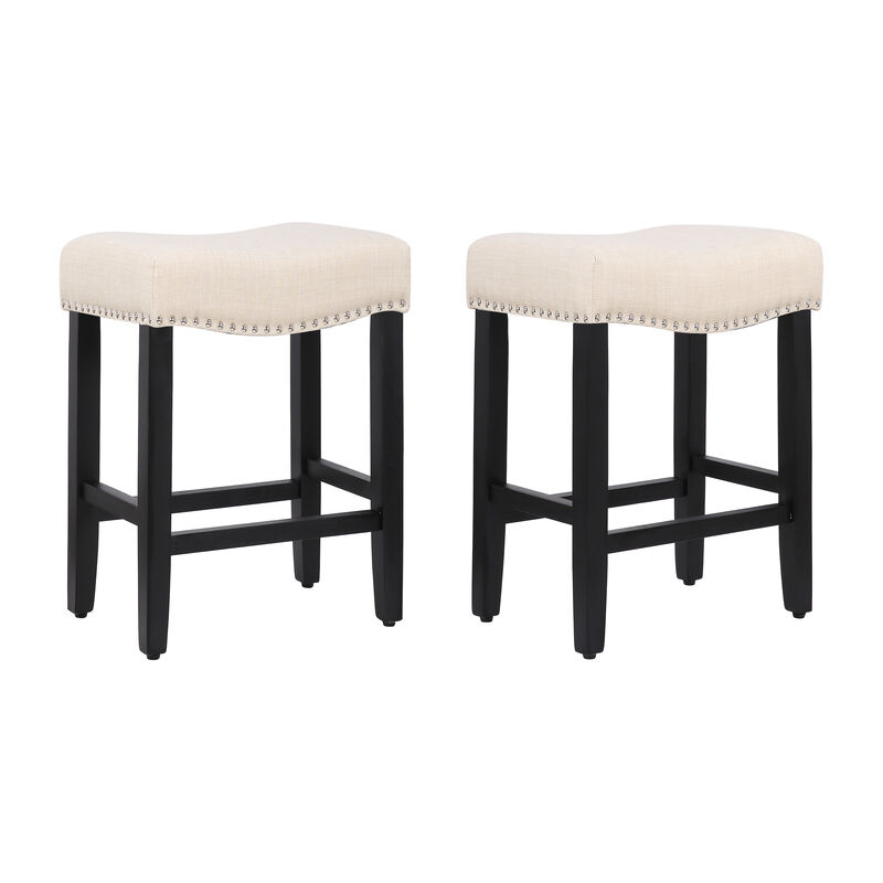 WestinTrends 24" Upholstered Saddle Seat Counter Stool (Set of 2)