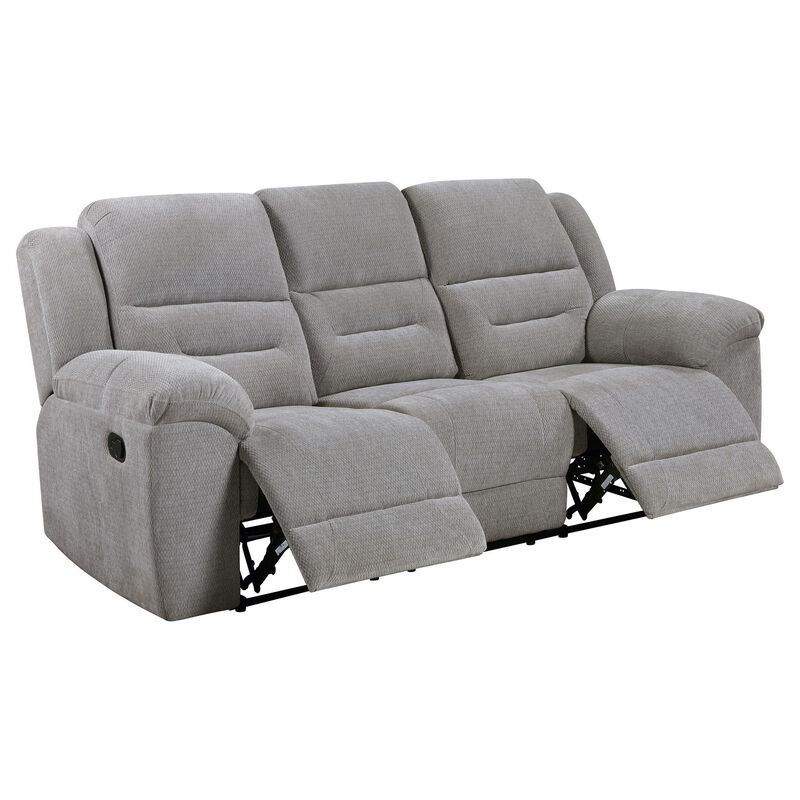 Gilo Manual Recliner Sofa, 92 Inch Light Gray, Pillow Top Armrests