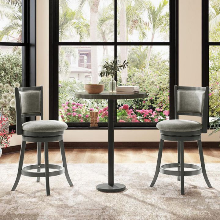 Hivvago Swivel Bar Stools Set of 2 with Soft-padded Back and Seat