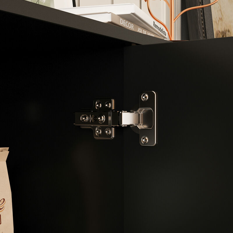 FUFU&GAGA Modern Minimalist Black Sideboard | Handle-Free Push-to-Open | Storage Cabinet for Living & Dining Room (63.2" W x 15.9" D x 31.5" H),Black