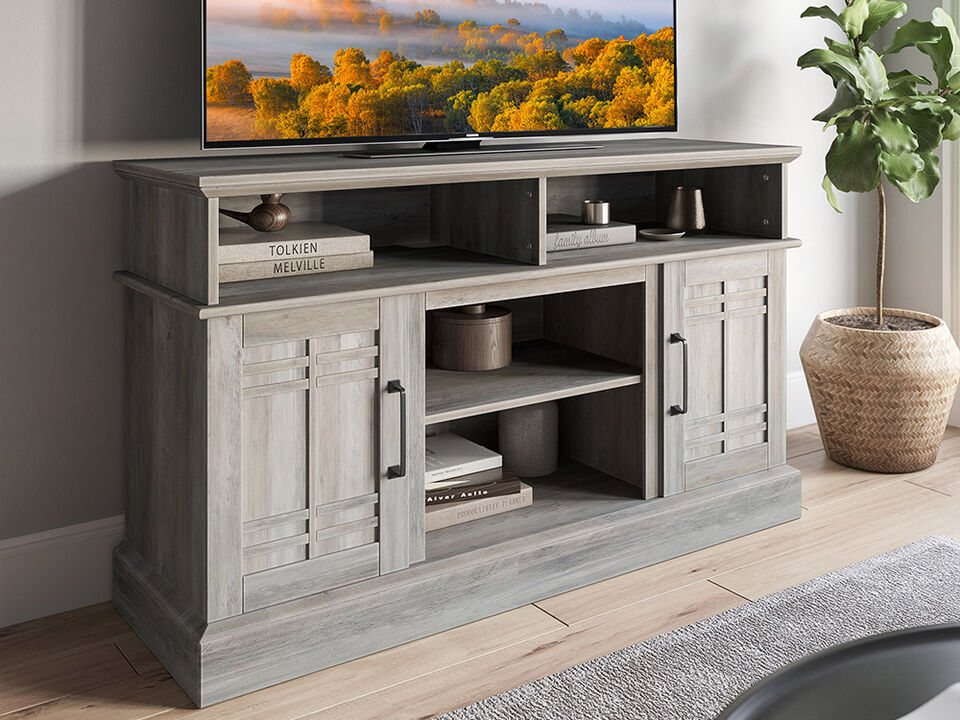 BELLEZE Modern 48" Farmhouse Wood TV Stand & Media Entertainment Center Console Table for TVs up to 50 Inch with Open Storage Shelves & Cabinets - Norrell (Ashland Pine)