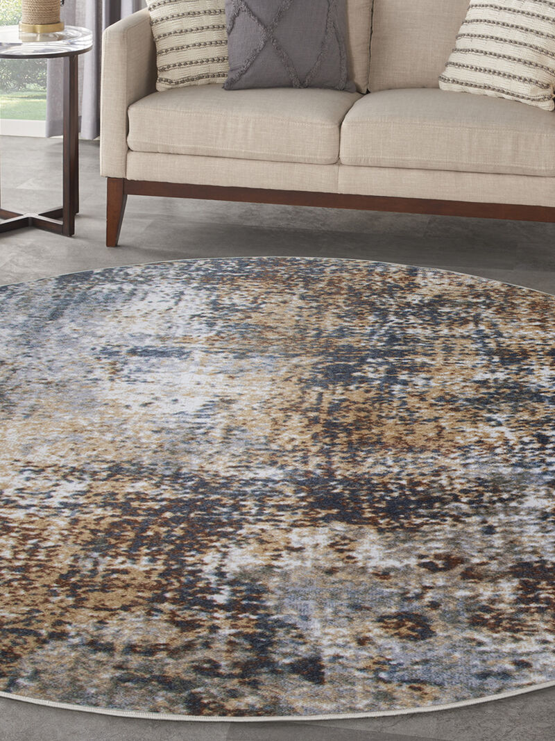 Astra Machine Washable ASW07 Multicolor 5'3" Round Rug
