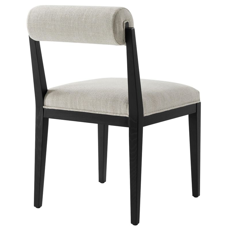Modway Kai Upholstered Dining Chair with Wood Legs in Linen Black - Modern Dining Room Chair with Fabric Rolled Backrest and Seat - Wood Fabric Side Chair for Dining Room, Kitchen image number 6