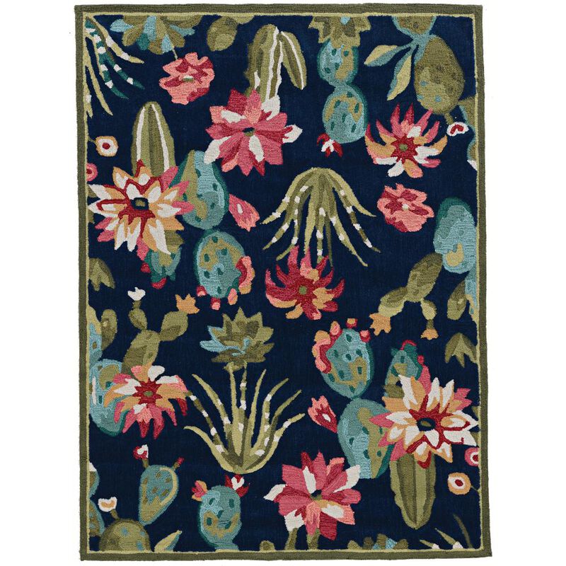 Linon Trio Cactus Navy & Multi, Rug image number 0