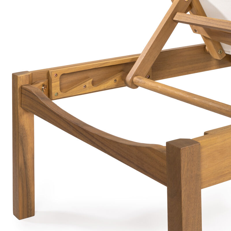 Lagunan 77.56"x26.38" Modern Minimalist Adjustable Acacia Wood Chaise Outdoor Lounge Chair, Dark Gray/Natural