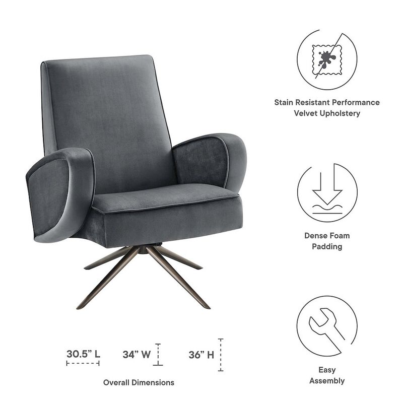 Superior Performance Velvet Swivel Chair image number 1