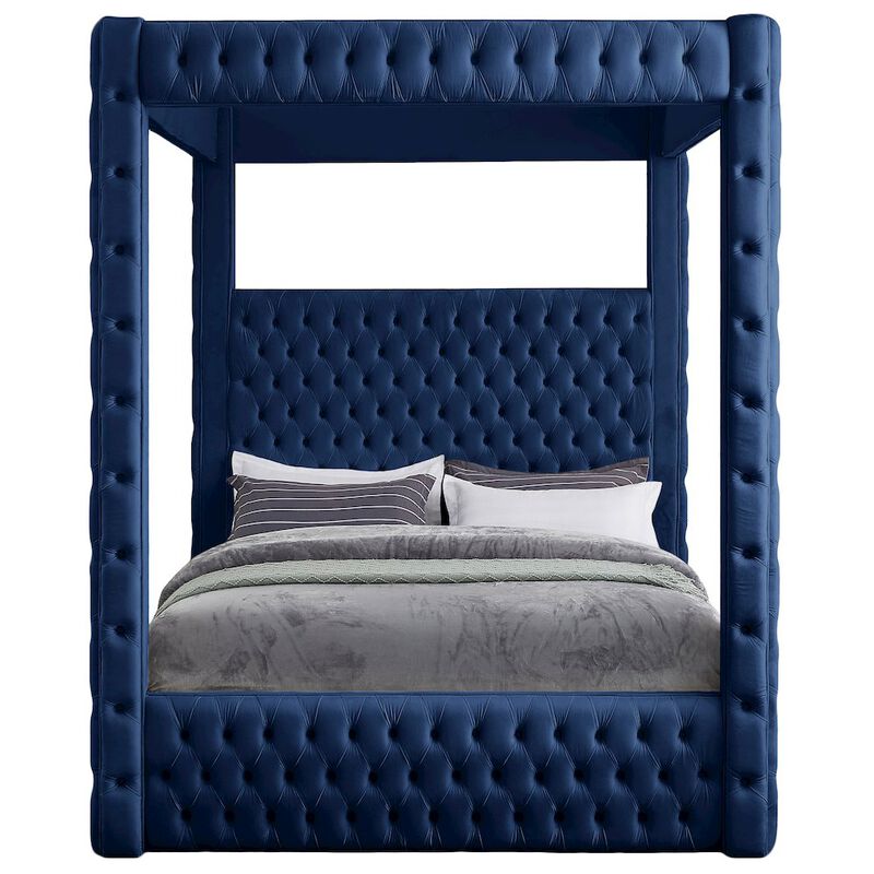 Meridian Furniture Royal Navy Velvet King Bed
