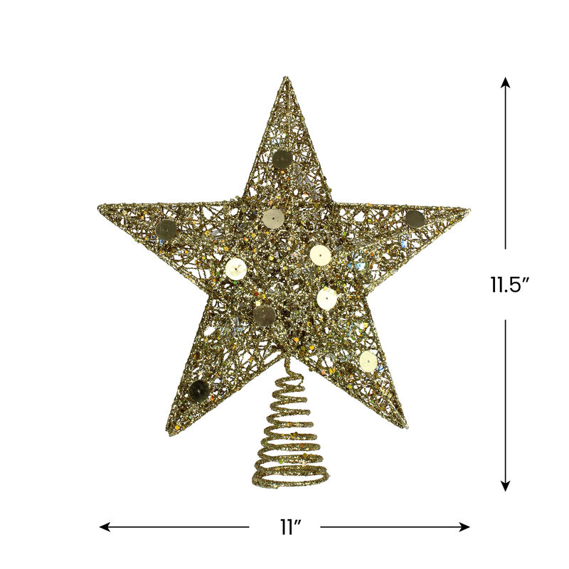 11.5" Pre-Lit Gold Glittered Star Christmas Tree Topper - Multi Color Lights image number 3