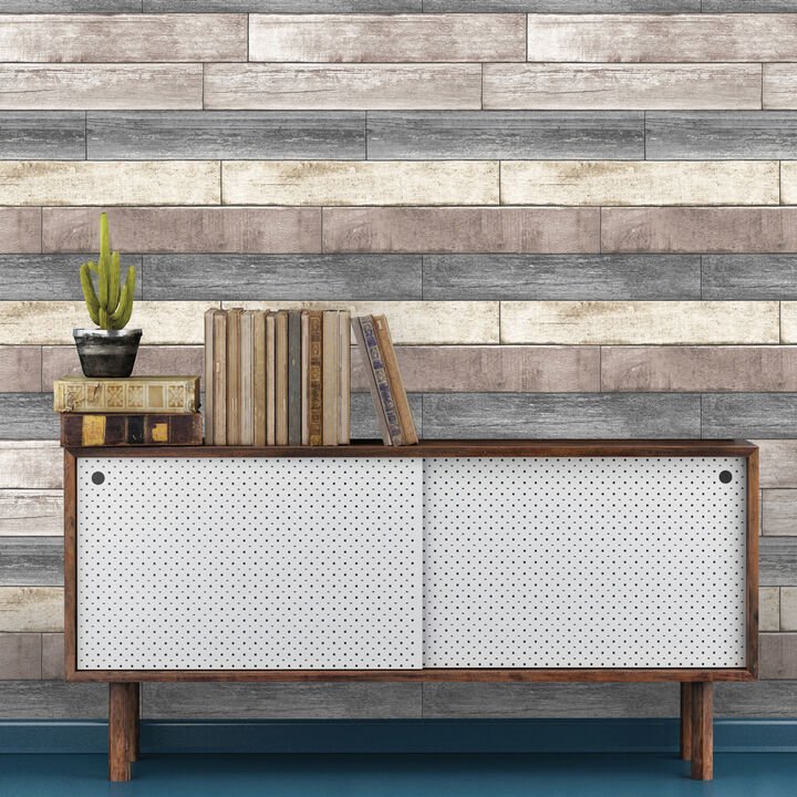 Emory Multicolor Reclaimed Wood Plank Peel & Stick Wallpaper (Set of 2)