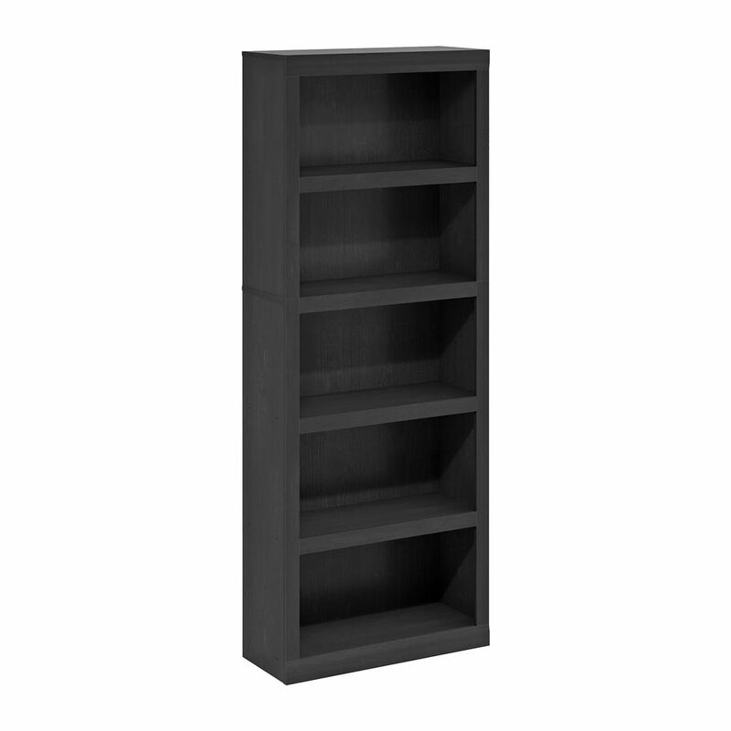 Rail 5-Tier Open Shelf Bookcase, Blackwood