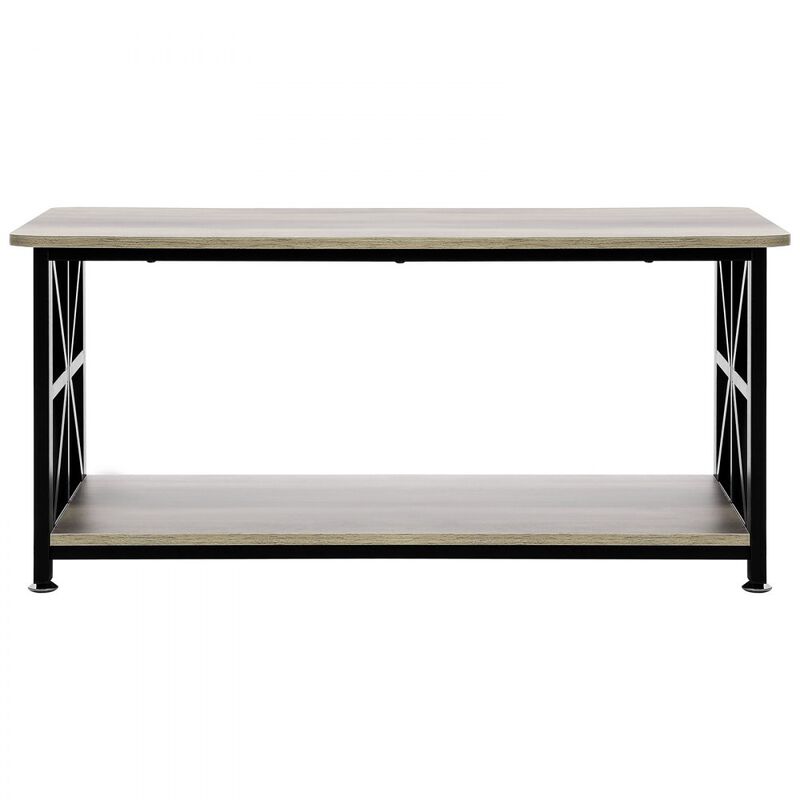 Rectangle Coffee Table with Open Storage Compartment for Living Room and Bedroom