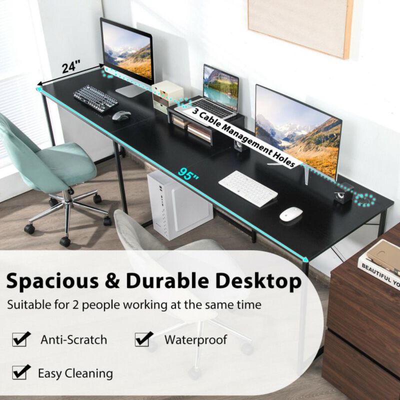 Hivvago 2-Person L-Shaped Long Reversible Computer Desk with Monitor Stand