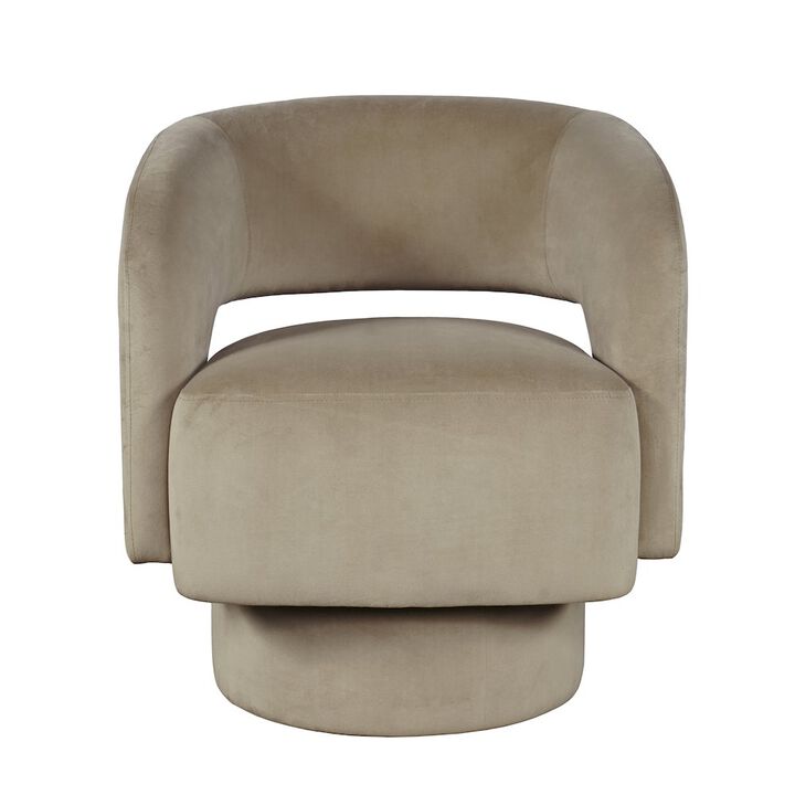 Jofran Mid-Century Modern Upholstered Split-Back Curved Sculpture Swivel Accent Chair