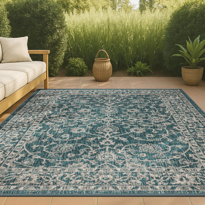 Palazzo Vine and Border Textured Weave Indoor/Outdoor Area Rug