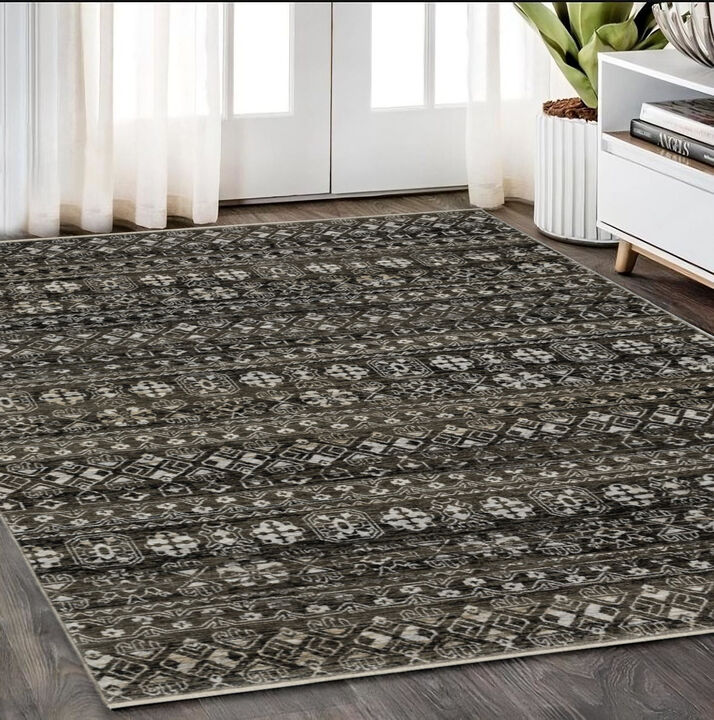 HomeRoots Tribal Area Rug With Fringe