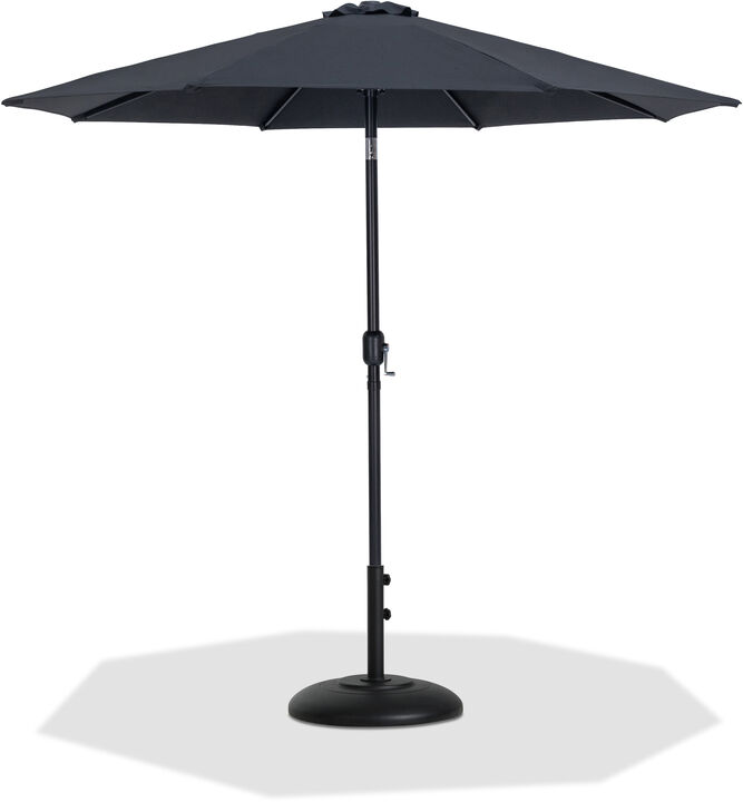 Meridian Furniture Fiji Black Fabric / Matte Black Aluminum Patio Umbrella with Base Sets