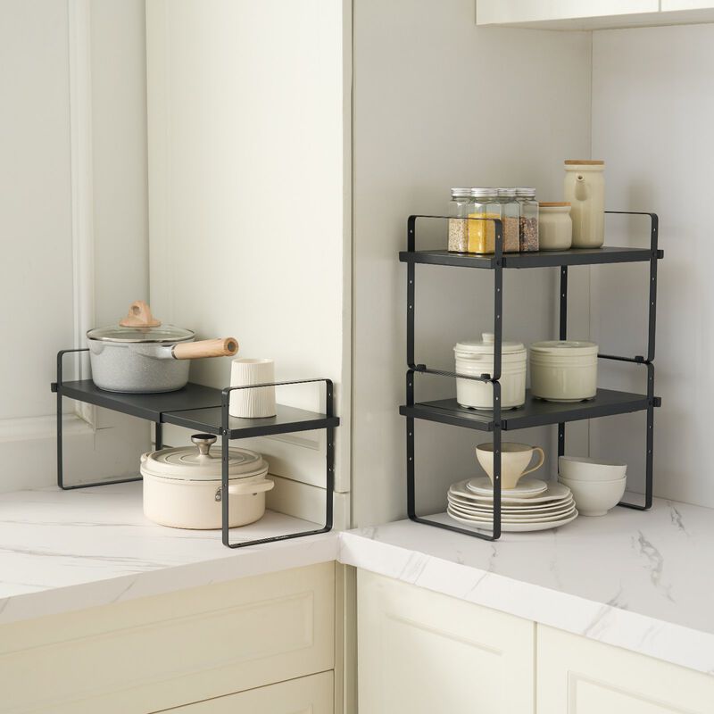 2-Tier Cabinet Organizer Shelf Steel Counter Spice Rack for Kitchen image number 7