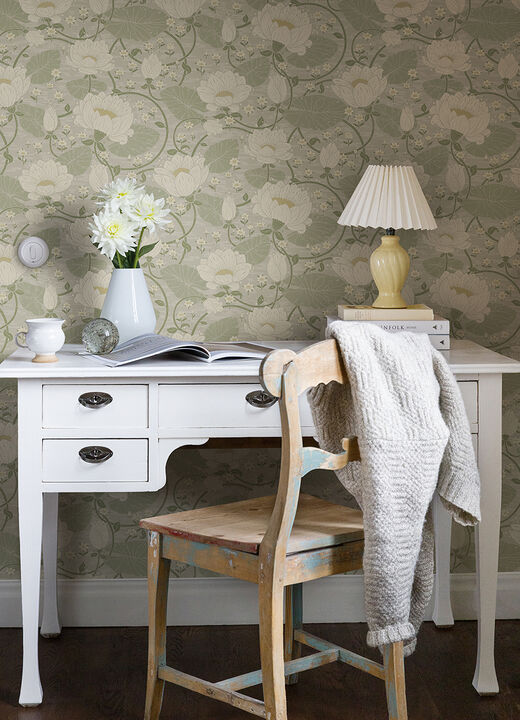 Eva Light Grey Lotus Dreams Wallpaper