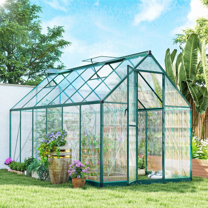 Hivvago 11x6 ft Polycarbonate Walk-In Greenhouse