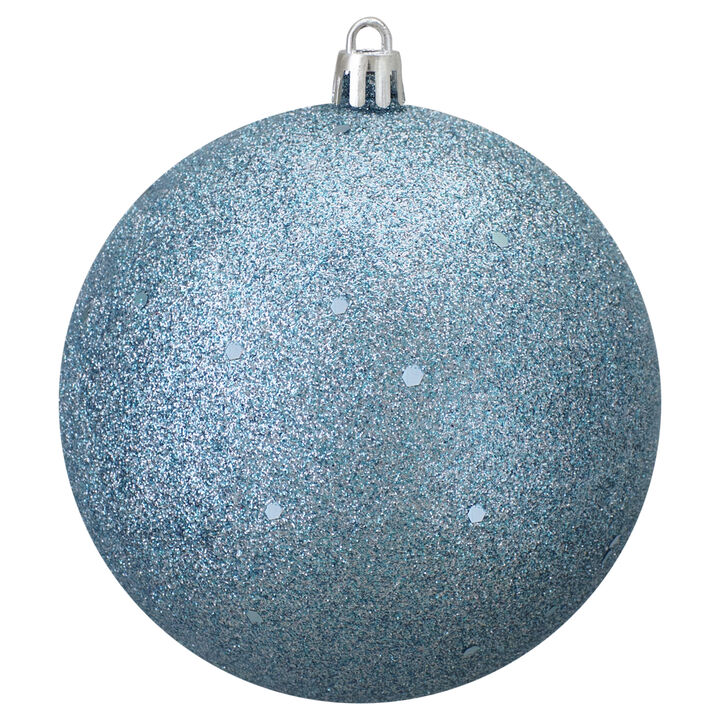 Holographic Glitter Turquoise Blue Shatterproof Christmas Ball Ornament 4" (100mm)