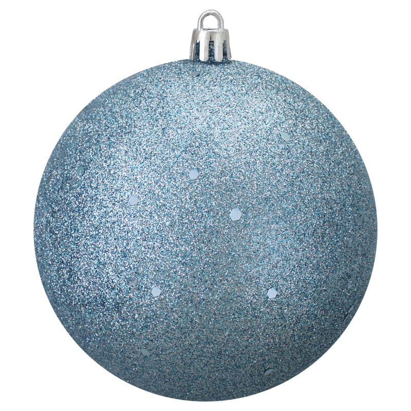 Holographic Glitter Turquoise Blue Shatterproof Christmas Ball Ornament 4" (100mm) image number 0