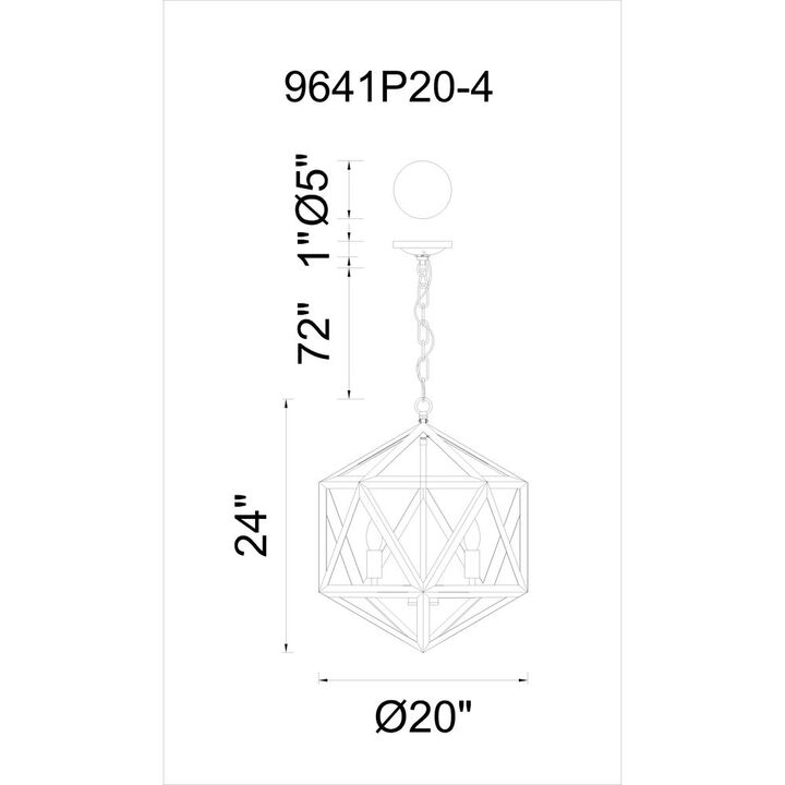 CWI Lighting Amazon 4 Light Up Pendant With Black Finish