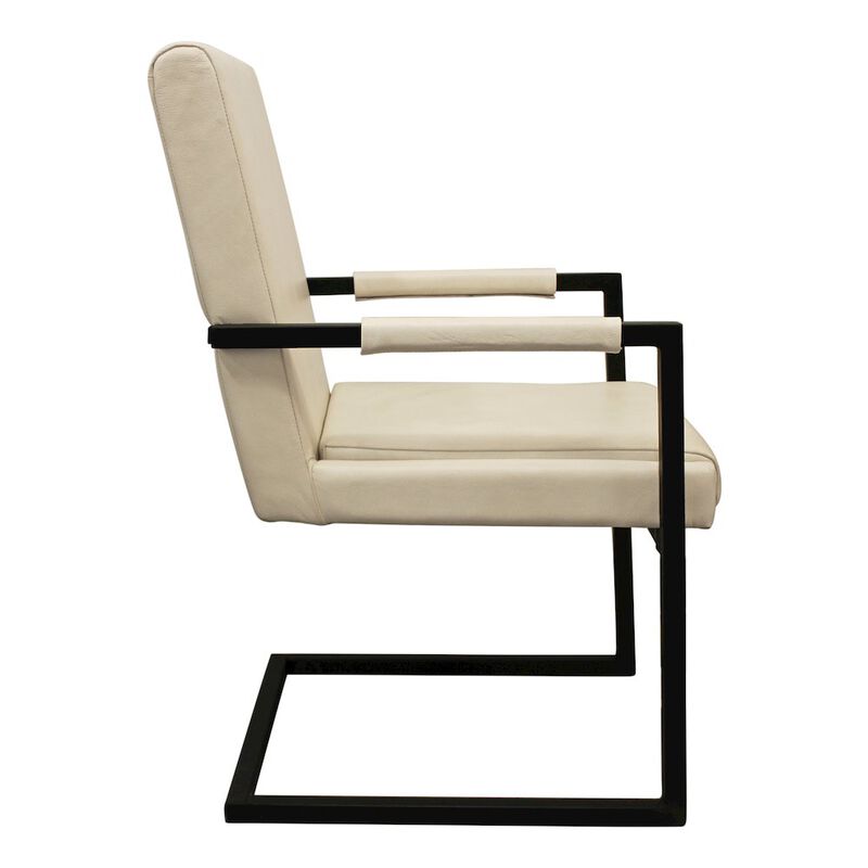 Wendy Arm Chair in Ivory Leather 2-Piece Set