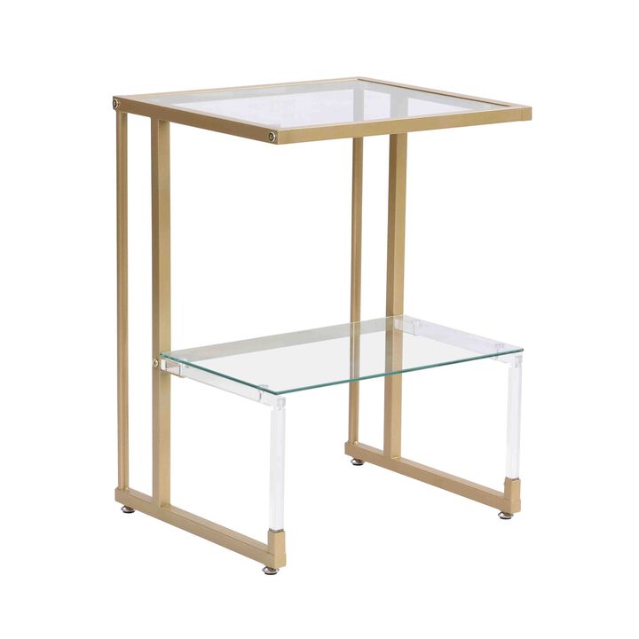 2-Tier Acrylic Glass End Table for Living Room & Bedroom Stylish and Functional Side Table