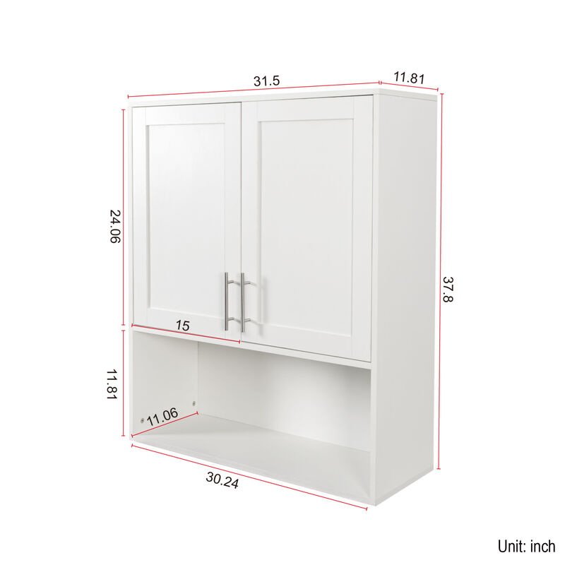 ELEMENT ACE Two Door Wall Mount Bathroom Mirror Cabinet with Adjustable Shelves and Facial Tissue Storage Organization image number 2
