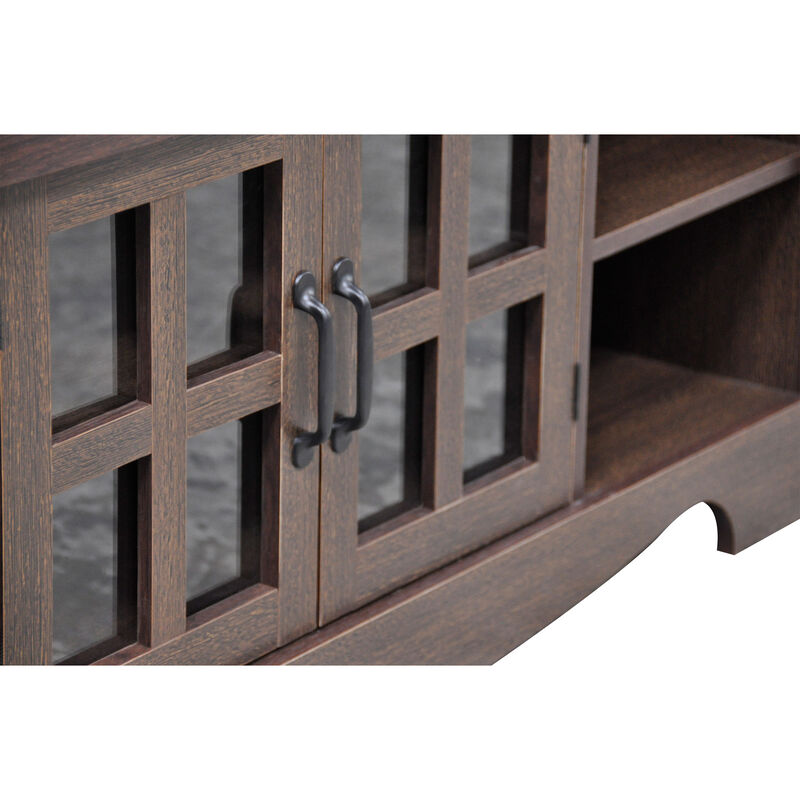 52.37 in. Wood TV Stand with 1 Glass-fronted Storage Cabinets Fits TV's up to 60 in.