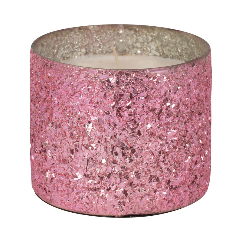 5" Pink Glass Candle, 26 oz
