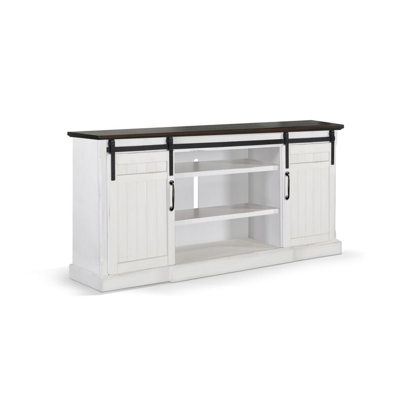Orso TV Media Entertainment Console, Barn Doors, 78 Inch White