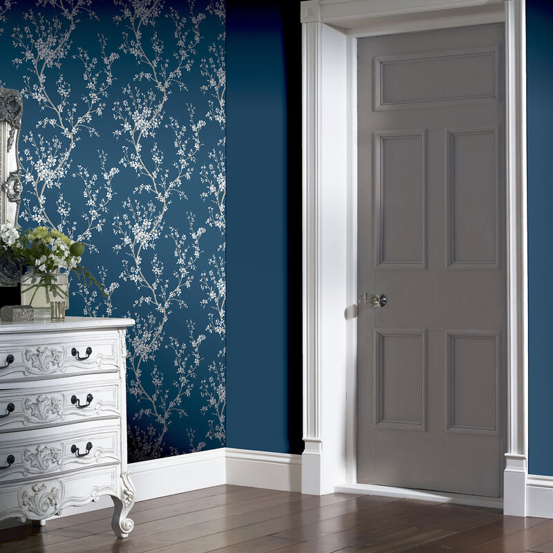 Kaia Blue Flowering Tree Wallpaper image number 3