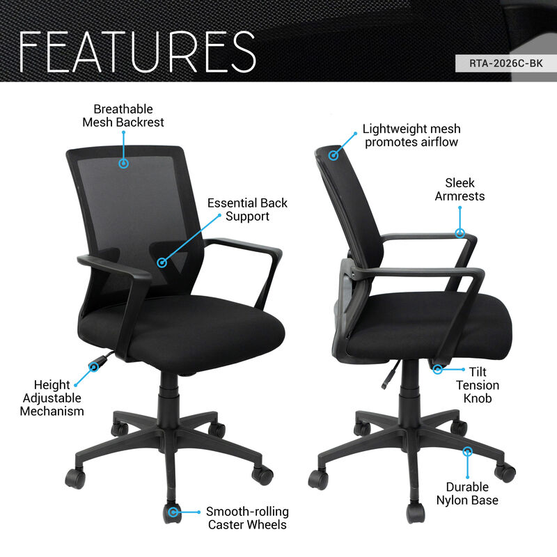 GOODSILO Ergonomic Mesh Office Chair with Adjustable Height and Tilt Function image number 3