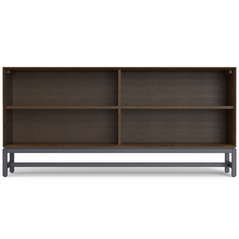 Banting SOLID HARDWOOD 30 inch x 64 inch Modern Industrial Low Wide Bookcase in Walnut Brown