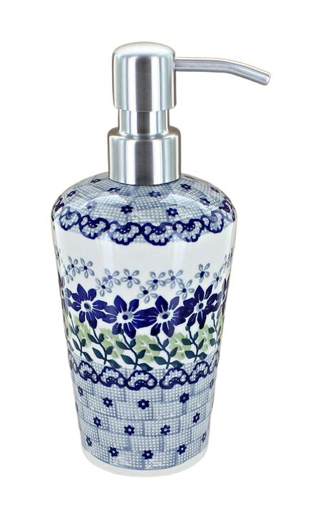 Blue Rose Polish Pottery Periwinkle Soap Dispenser