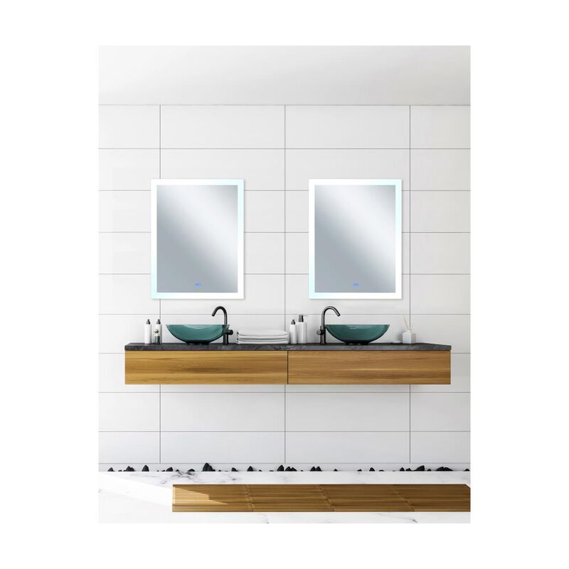 Abigail Rectangle Matte White LED 32 in. Mirror From our Abigail Collection