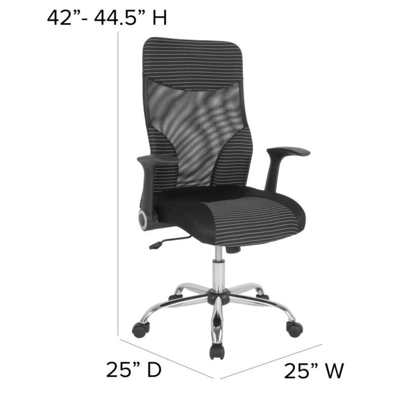 Milford High Back Ergonomic Office Chair with Contemporary Mesh Design in Black and White image number 8