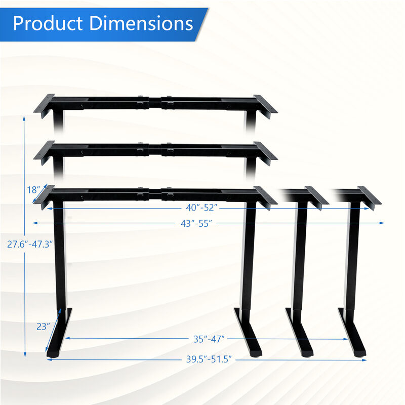 Costway Electric Sit Stand Desk Frame Dual-motor Height-adjustable Standing Desk Base with 3 Memory Positions & Touch Control Panel Home Office Black