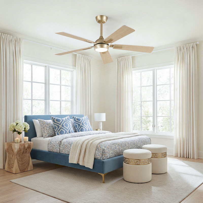 52" Modern Gold Reversible Dimmable 6-Speed Smart Ceiling Fan with Light, APP Control and Remote image number 4
