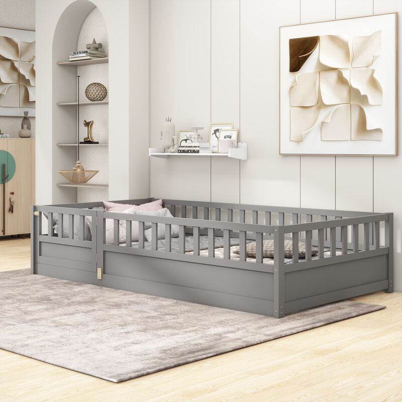 Merax Twin Size Floor bed, integral construction with super high security barrier image number 3