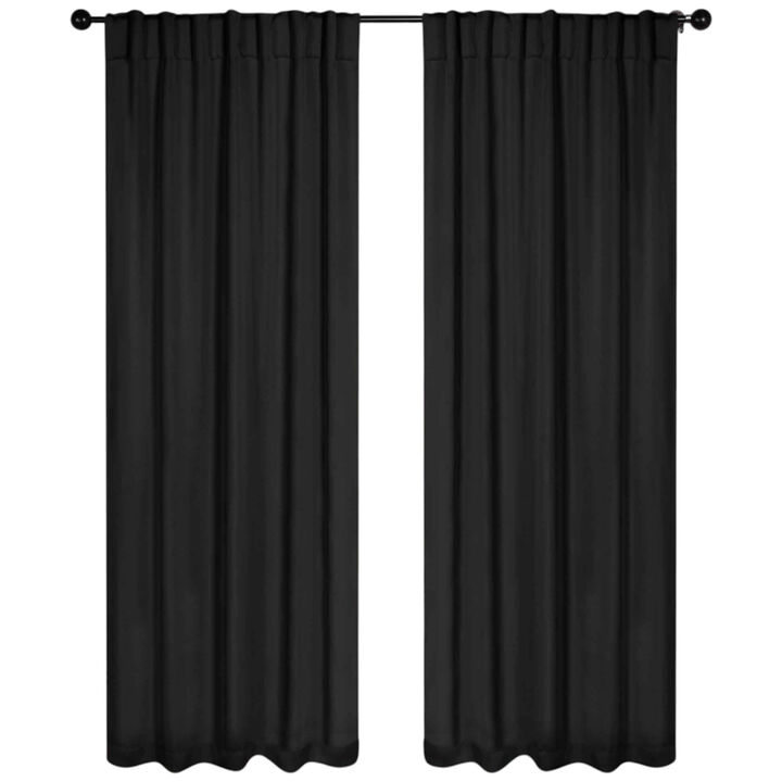 Blackout Window Curtains Set of 2 Solid Room Darkening Back Tab Panels