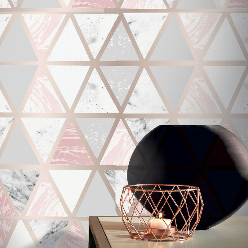 Marcy Pink Triangle Grid Wallpaper (Set of 2) image number 2