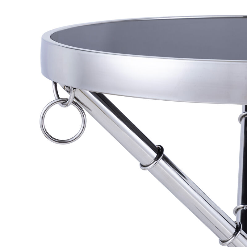 Pasargad Home Eloise Tempered Glass Ringed Side Table image number 2