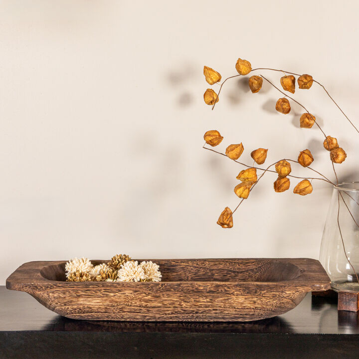 Decorative Paulownia Wood Tray Bowl, Brown