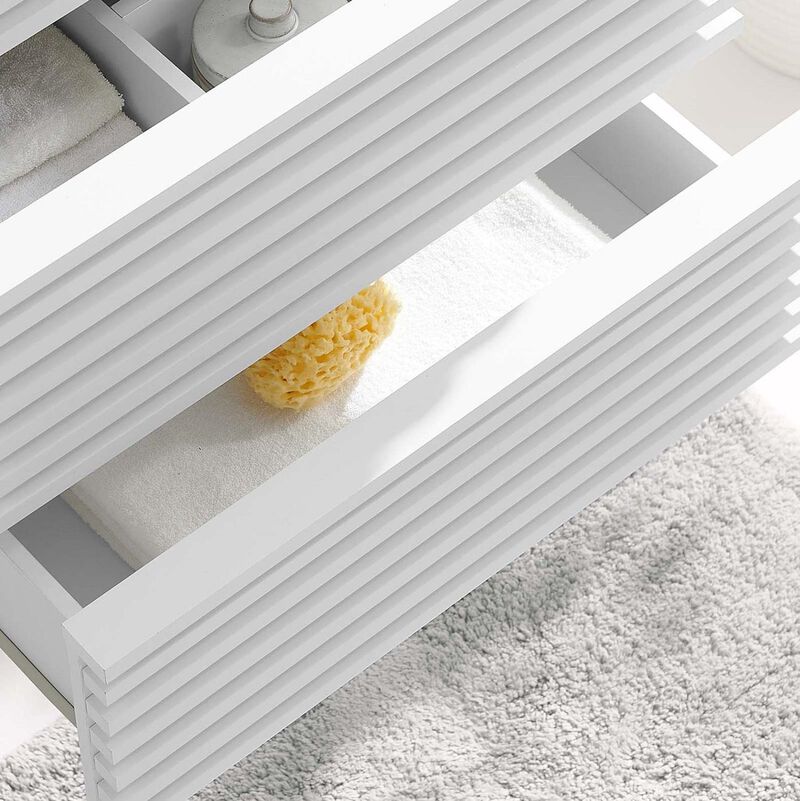 Modway Render 23.5" MDF Wood Wall-Mount Bathroom Vanity Cabinet in White image number 3